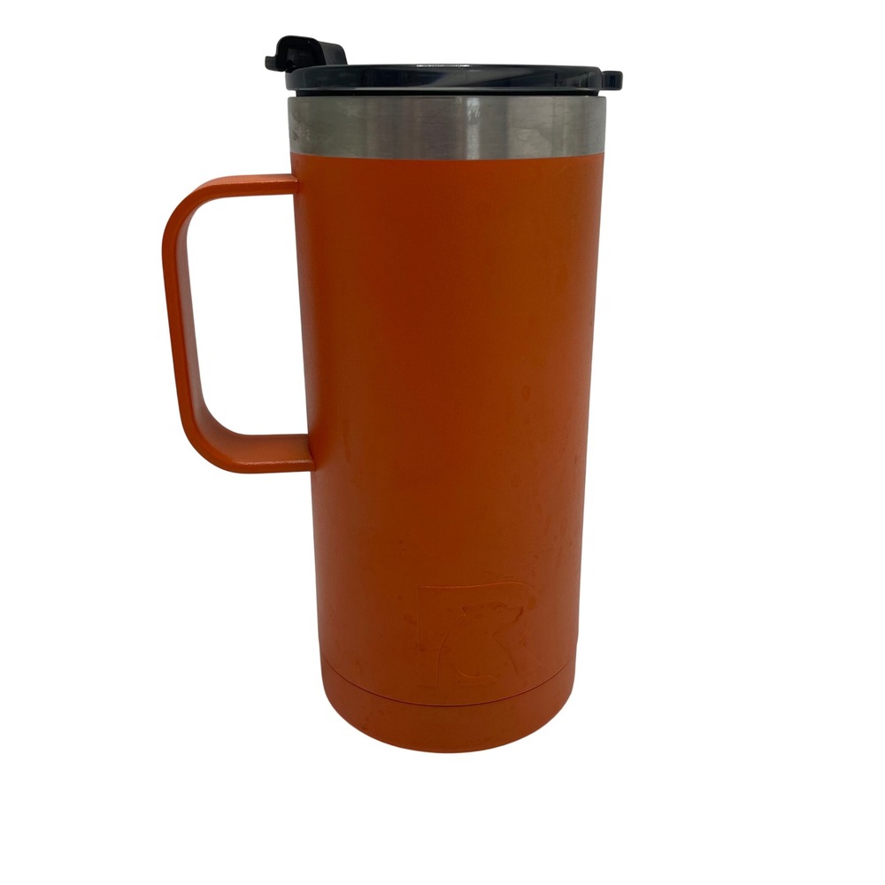 RTIC 16oz Coffee Cup Travel Mug Orange Insulated Stainless Steel Handle Tumbler